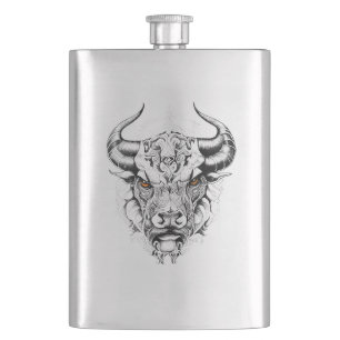 Bull Vild Animal Nature Illustration Art Tattoo Fickplunta