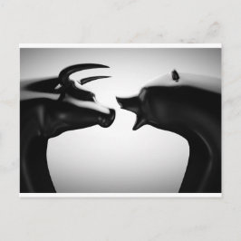 Bull vs. Bear Black och white Vykort