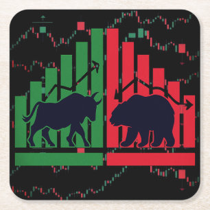Bull vs. Bear Trading Underlägg Lagrar Papper Kvadrat