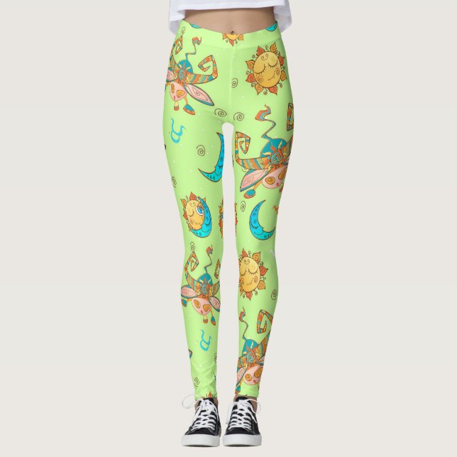 Bull Zodiac Sign Mönster Leggings (Framsida)