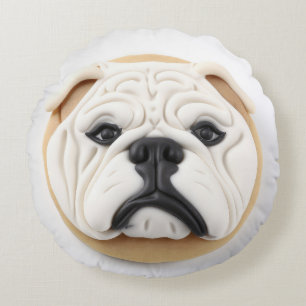 Bulldog 3D Inspirerad Rund Kudde