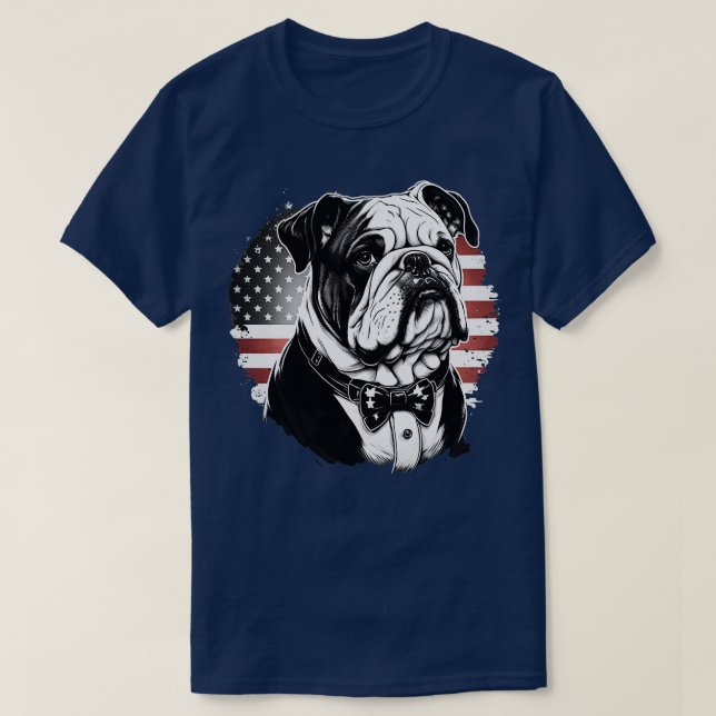 Bulldog 4:e juli 6 t shirt (Design framsida)