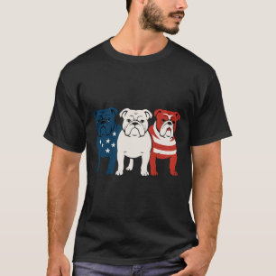 Bulldog 4:e juli Hund älskare Manar kvinnor USA fl T Shirt