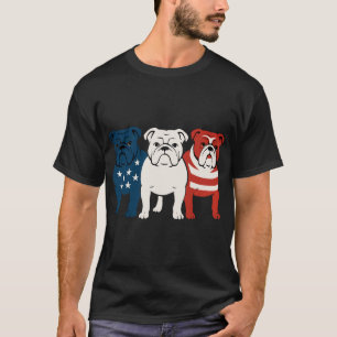 Bulldog 4 juli hundälskare män kvinnor USA Flagga T Shirt