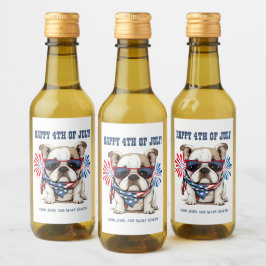 Bulldog 4 juli självständighetsdag Röd Vit Blå Vinetikett