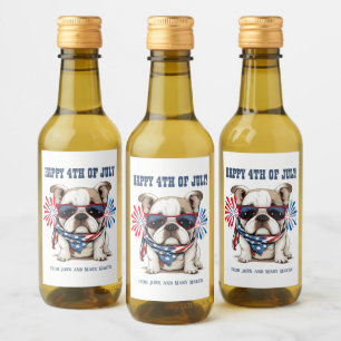 Bulldog 4 juli självständighetsdag Röd Vit Blå Vinetikett