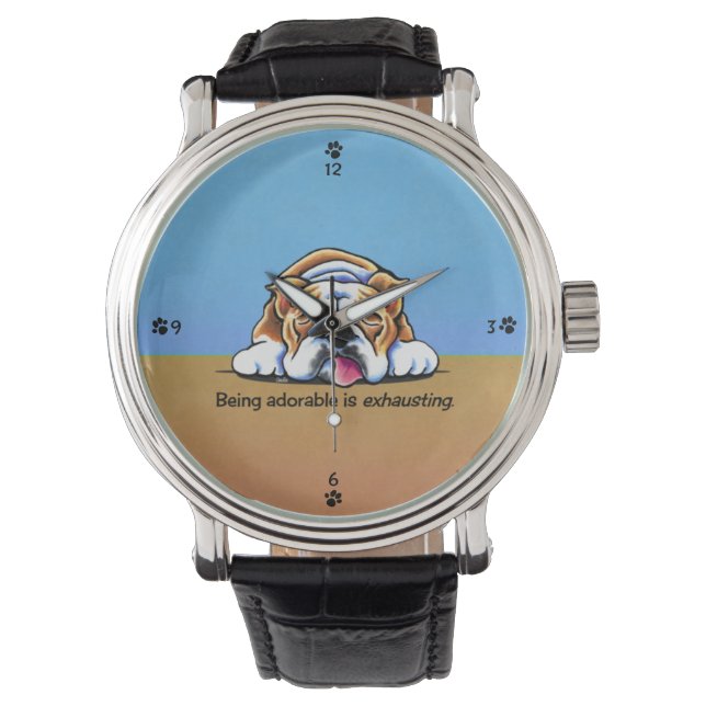 Bulldog Adsible Blue Off Leash Art™ Armbandsur (Framsida)