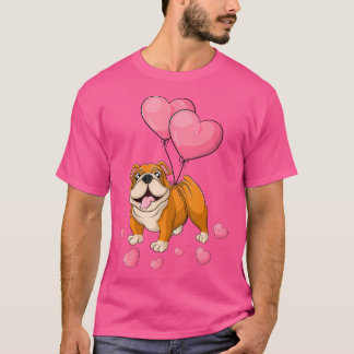 Bulldog Alla hjärtans dag Håller ballonghjärta Min T Shirt