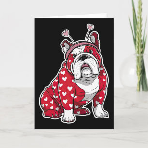 Bulldog Alla hjärtans dag Rutig hjärtmönsterad hun Kort