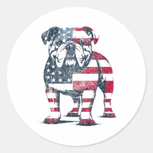 Bulldog Älskare American Flagga Patriotic United S Runt Klistermärke