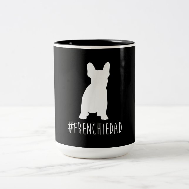 Bulldog Älskare | Frenchie Pappa Fransk Bulldog Pa Två-Tonad Mugg (Center)
