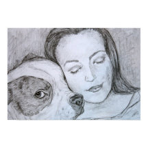 Bulldog Älskare Pet Owner Pencil Art Teckning