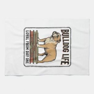 Bulldog Älskare Tröja Vintage Graverad Hund Konst_ Kökshandduk