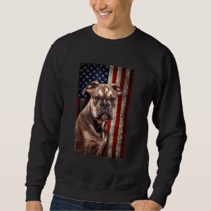 Bulldog American Flagga Usa Patriotic Hund Lång Ärmad Tröja