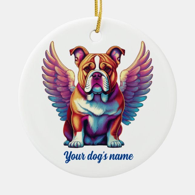 Bulldog Angel Hund Memorial Ornament (Framsidan)