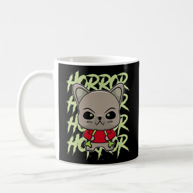 Bulldog Anime Hund Horror Occult Kaffemugg (Vänster)