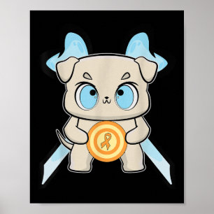 Bulldog Anime Valp Leukemi Medvetenhet Män Kvinnor Poster