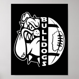 Bulldog-ansikte Halv fotboll Boll Kul Matt Poster
