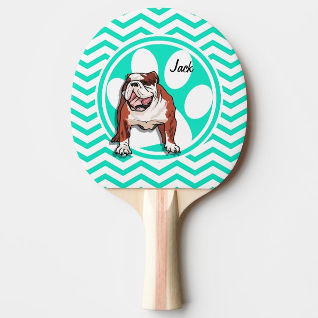 Bulldog, Aqua Grönt Chevron Pingisracket (Framsidan)