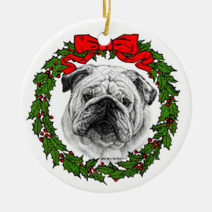 Bulldog Art by Glenda S. Harlan Julgransprydnad Keramik