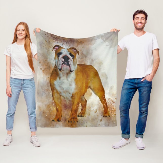 Bulldog Art English Bulldog Älskare Fleecefilt (På plats)