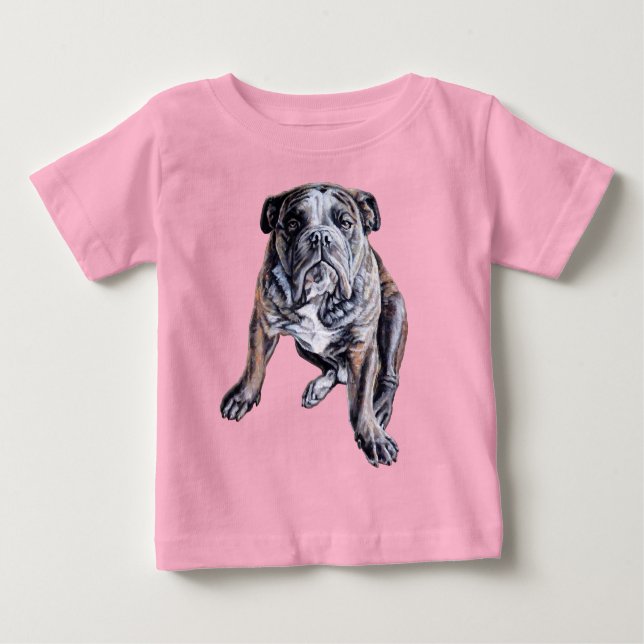 Bulldog Art Shirt Baby Bulldog T-Shirts & OneSubar (Framsida)
