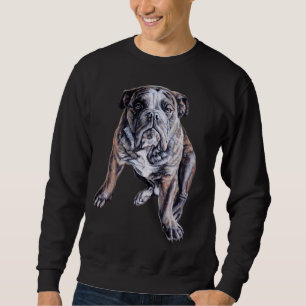 Bulldog Art Shirt English Bulldog Sweatshirtss Lång Ärmad Tröja