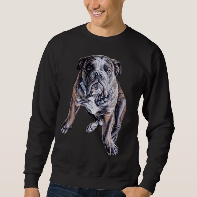 Bulldog Art Shirt English Bulldog Sweatshirtss Lång Ärmad Tröja (Framsida)