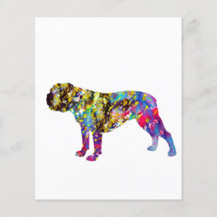 Bulldog Art Watercolor Porträtt Flygblad