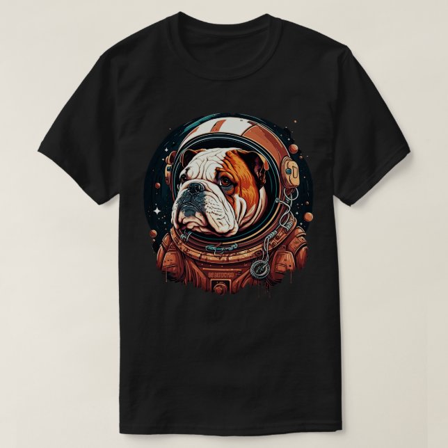 Bulldog Astronaut T Shirt (Design framsida)