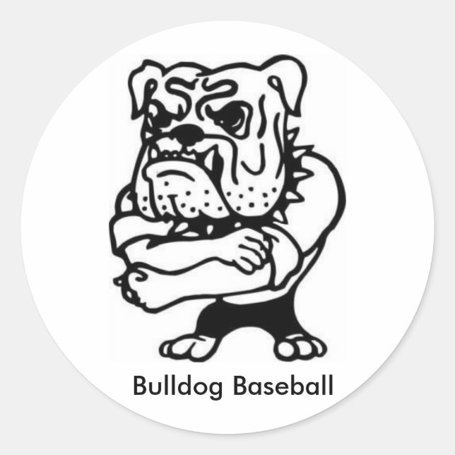 Bulldog Baseball-dekal Runt Klistermärke (Framsida)