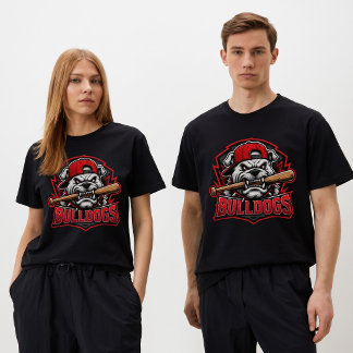 Bulldog Baseball Maskot Sport Team Logotyp T Shirt