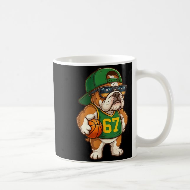 Bulldog Basketball 67 Gen Alpha Slang Srts Dog Boy Kaffemugg (Höger)