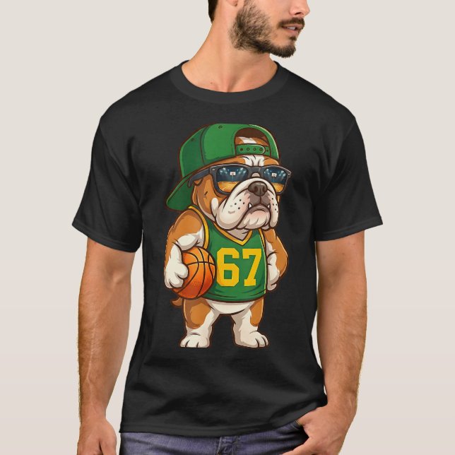 Bulldog Basketball 67 Gen Alpha Slang Srts Dog Boy T Shirt (Framsida)