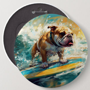 Bulldog Beach Surfing Målning Knapp