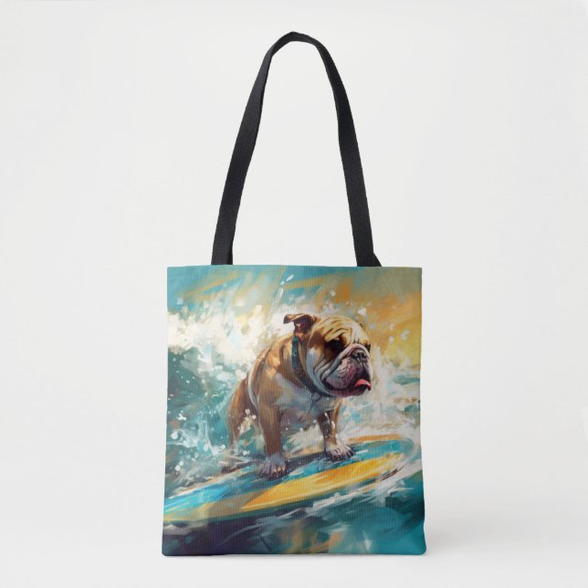 Bulldog Beach Surfing Målning Tygkasse (Framsida)