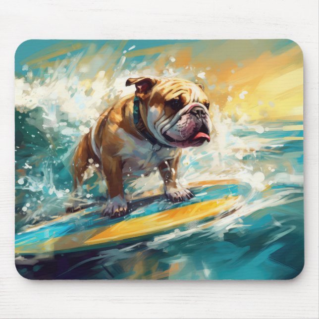 Bulldog Beach Surfning Målning Musmatta (Framsidan)