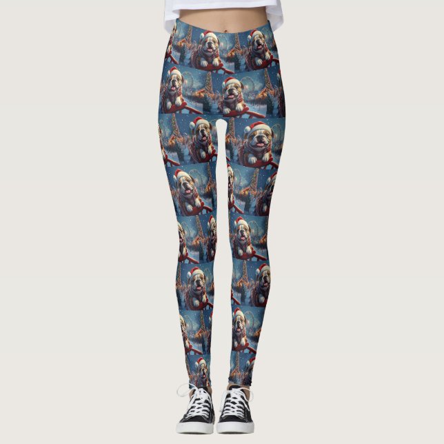 Bulldog Berg-och-dal-bana Jul Leggings (Framsida)