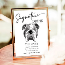 Bulldog Bröllop Namnteckning Drink-tecken