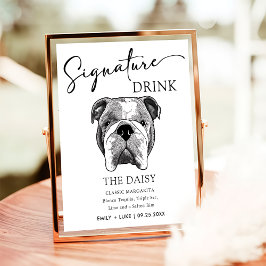 Bulldog Bröllop Namnteckning Drink-tecken Poster