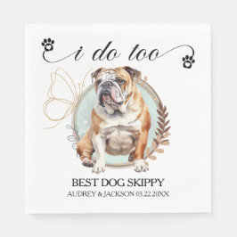 Bulldog Bröllop Napkins with Hundar Photo Pappersservett