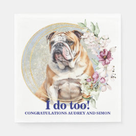 Bulldog Bröllop Napkins with Hundar Photo Pappersservett