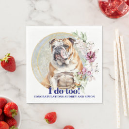 Bulldog Bröllopsservetter Med Hund Foto Pappersservett