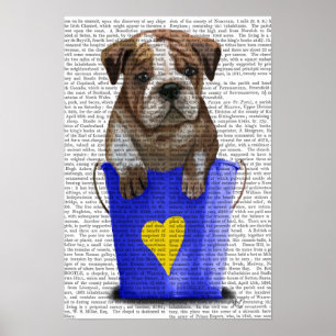 Bulldog Bucket i Kärlek Blue Poster