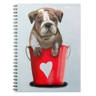 Bulldog Bucket i Kärlek Red 2 Anteckningsbok