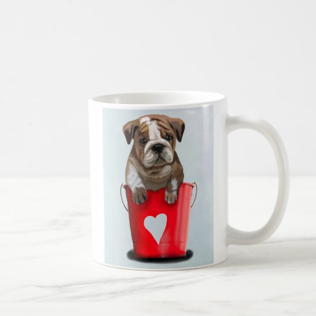 Bulldog Bucket i Kärlek Red 2 Kaffemugg (Höger)