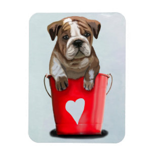 Bulldog Bucket i Kärlek Red 2 Magnet