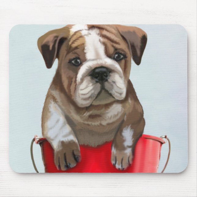 Bulldog Bucket i Kärlek Red 2 Musmatta (Framsidan)