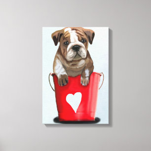 Bulldog Bucket i Kärlek Red Canvastryck