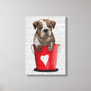Bulldog Bucket i Kärlek Red Canvastryck